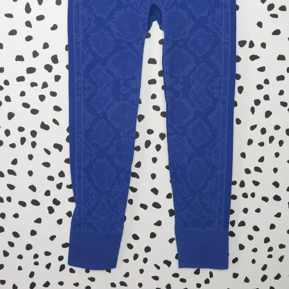 Lululemon Ebb To Street Sapphire Blue Snake Print Seamless Activewear Leggings - Picture 4 of 9